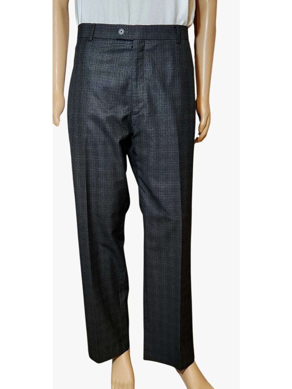 Made Cam Newton Men's Dress Pants Mid Rise Charcoal/Dark Gray Plaid Size 42x30